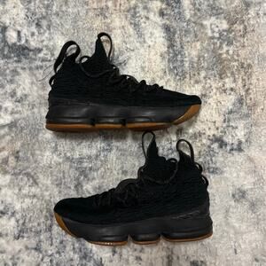 Lebron 15 Black and Gum Size 7Y
